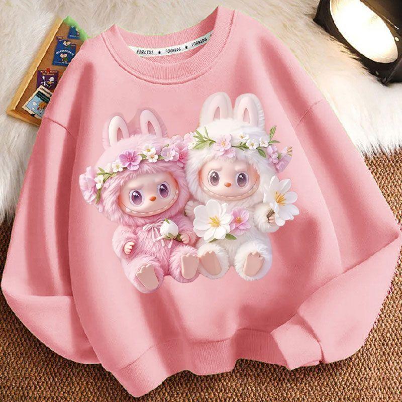 Spring and Autumn Boys' and Girls'  Fashionable Round-neck Hoodie, Children's Long-sleeved Loose Hoodie Jacket