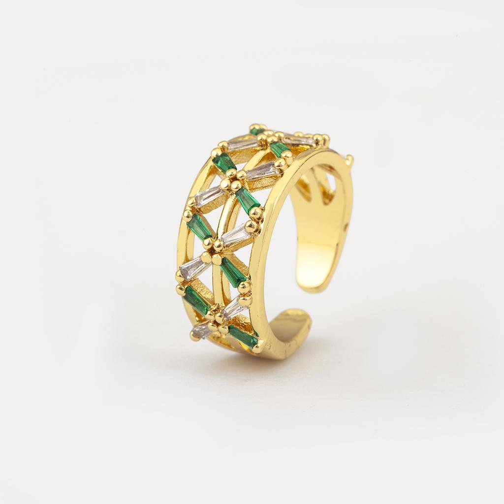 Nidin Hot Sale Personality Design Inlaid Colorful Zircon Open Rings Adjustable For Women Irregular Punk Style Finger Jewelry