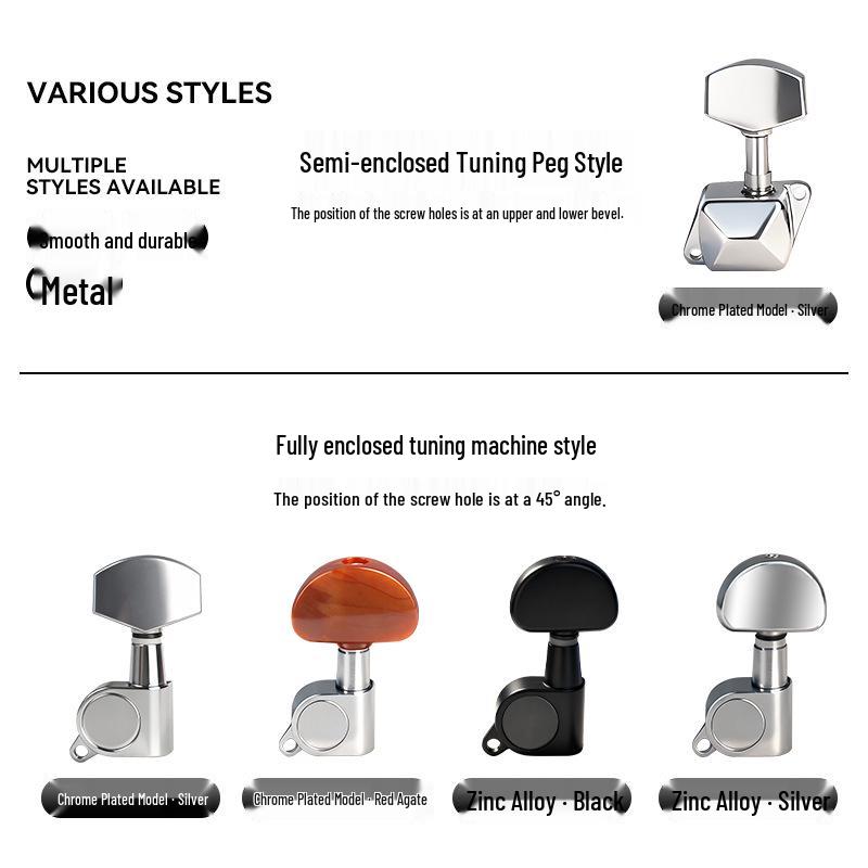 מפתחות כיוון לגיטרה עממית ממתכת עם כלי מיתרים מעץ - אביזרים סגורים לחלוטין לגיטרה קלאסית