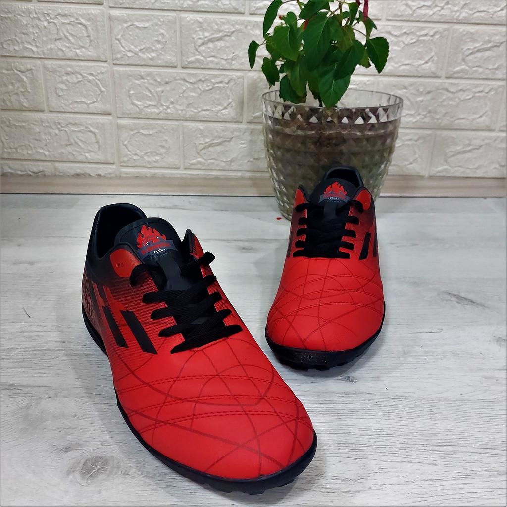 Kinetix Cross TF Rot-Schwarze rutschfeste Kunstrasen-Fußballschuhe