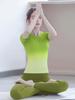 Stunning 2026 Gradient Yoga Suit Set for Women - Short Sleeve, Comfortable, Breathable Sports Top for Outdoor Use