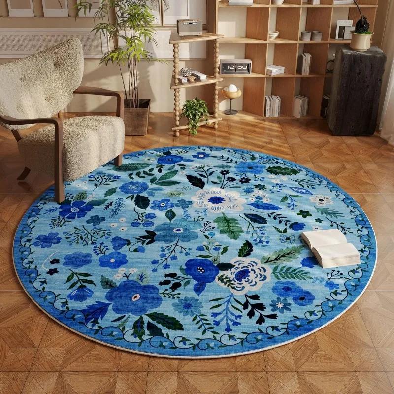 European pastoral style comfortable round carpet Colorful floral bohemian farmhouse decorative Rugs Bathroom anti-slip door mat