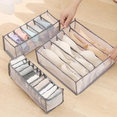 3 Pcs Closet Storage Box 6/7 /11 Compartments Ties Storage Box Washable Multifunctional Stackable Household Cabinet Organization