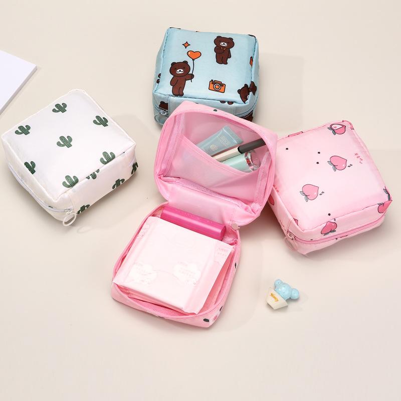 Cute Cartoon Tampon Storage Bag Girls Menstrual Portable Bag Sanitary Napkins Storage Large Capacity Small Bag