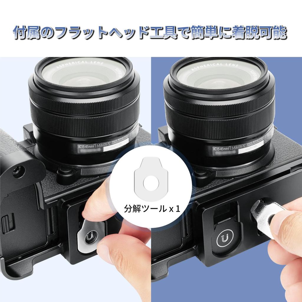 JJC Metal Hand Grip for Fujifilm AirTag Storage Convenient Battery Screw Arca Type L-Shaped X-S20/XS20 Cameras, Built-in Slot, Anti-Theft,