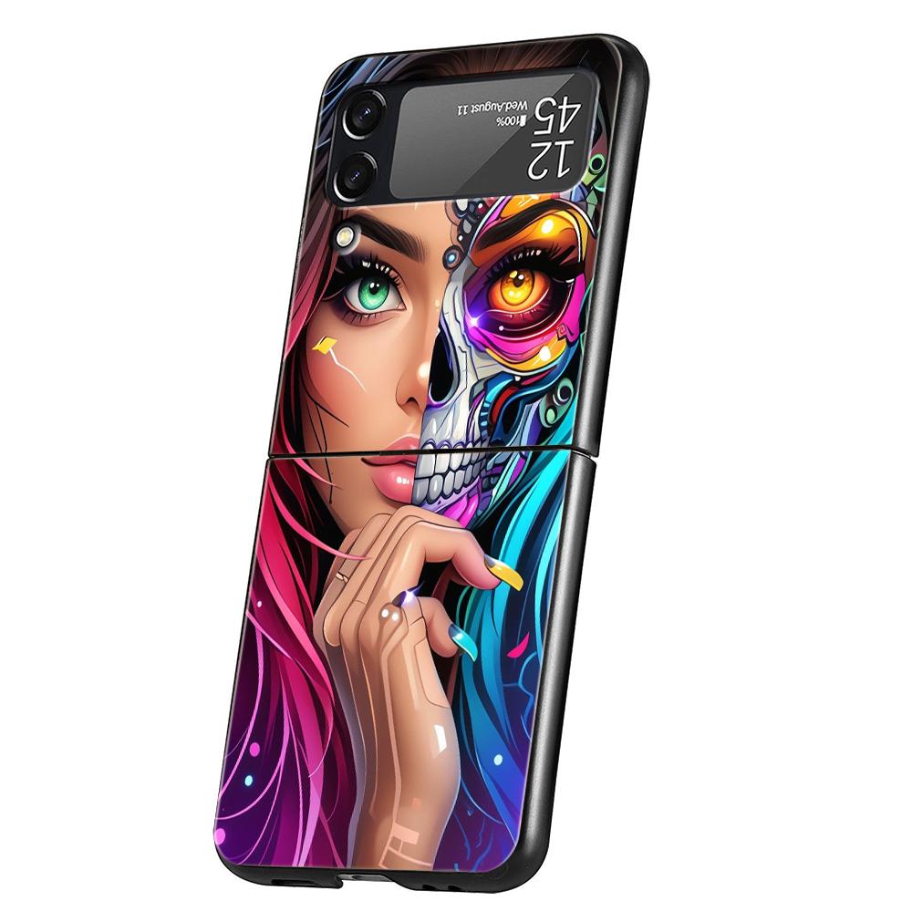 Hard PC Phone Case For Samsung Galaxy Z Flip 7 6 5 4 Black Cover For Galaxy Z Flip 3 Foldable Shockproof Capas Hot Girls Fundas