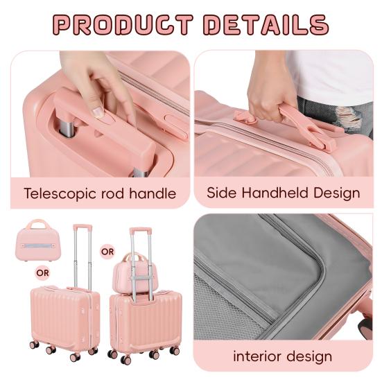 Troler Mic pentru Copii 20 Inch Bagaj pe care se poate sta cu Troler de Mână, 6 Roți Spinner & Mâner Telescopic Antiderapant Mâner Retractabil, Carcasă Dură