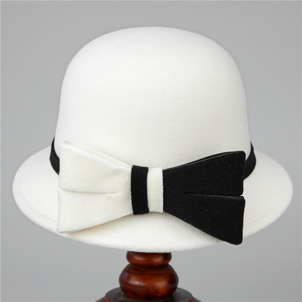 Hat Women's Autumn and Winter Warm Top Hat Thickened Woolen Felt Basin Hat Casual Bucket Hat