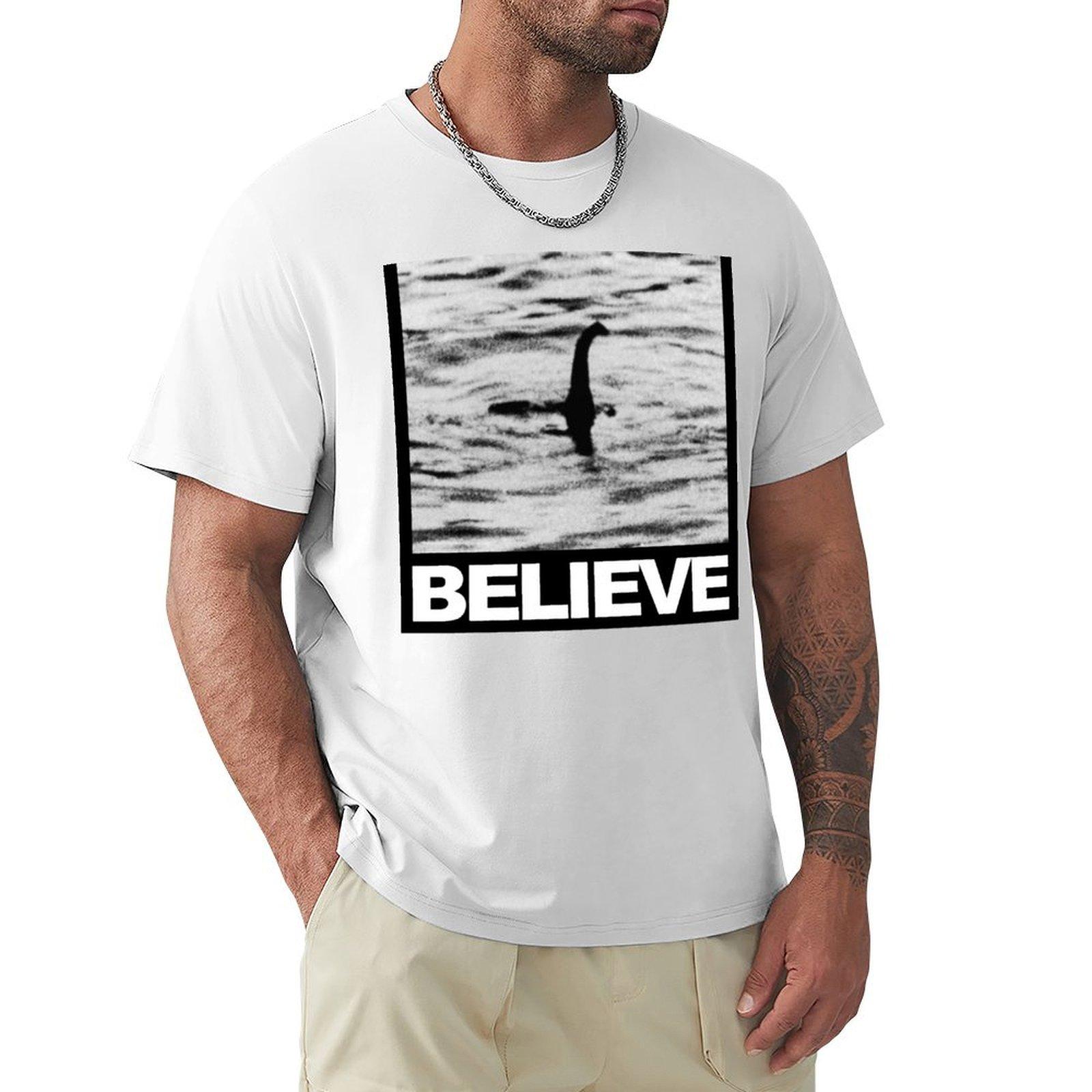 The Loch Ness Monster  Believe TShirt anime clothes blue archive men workout shirt S