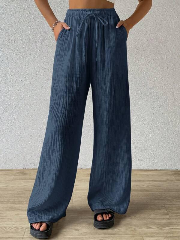 2026 Women s Elegant Wide-Leg Elastic Waist Pants - Versatile Casual Fashion S