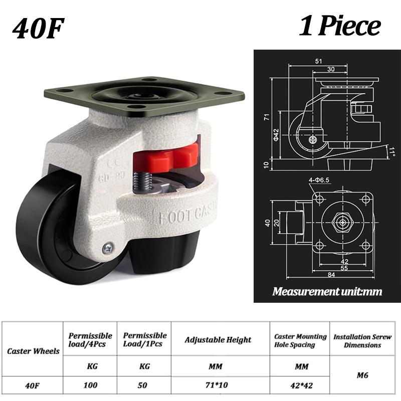 

Регульована висота Надміцне вирівнююче машинне колесо Універсальне протиковзне колесо Машинне колесо для торгових автоматів, верстатів