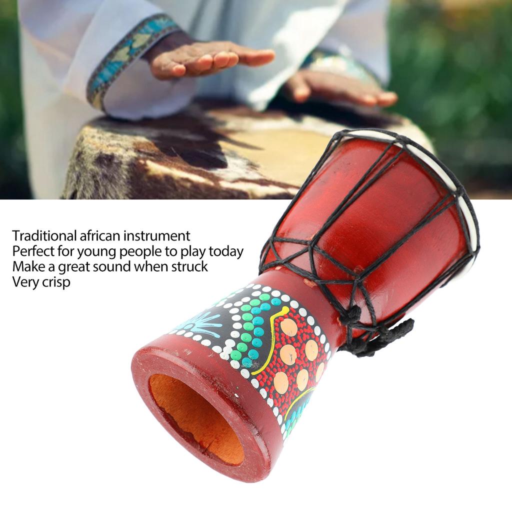 African Drum 5in Wooden Djembe Hand Percussion Instrument Crisp Sound for Kids Adults African Hand Drum African Drum Djembe Drum