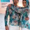 Unisex Digital Print Mesh Hooded Sun Protection Shirt UPF30+ Long Sleeve Beach Cover Up