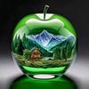 2D Acrylic for Apple Landscape Pattern Decorative Ornament for Home Living Room Entrance Tabletop Decoration
