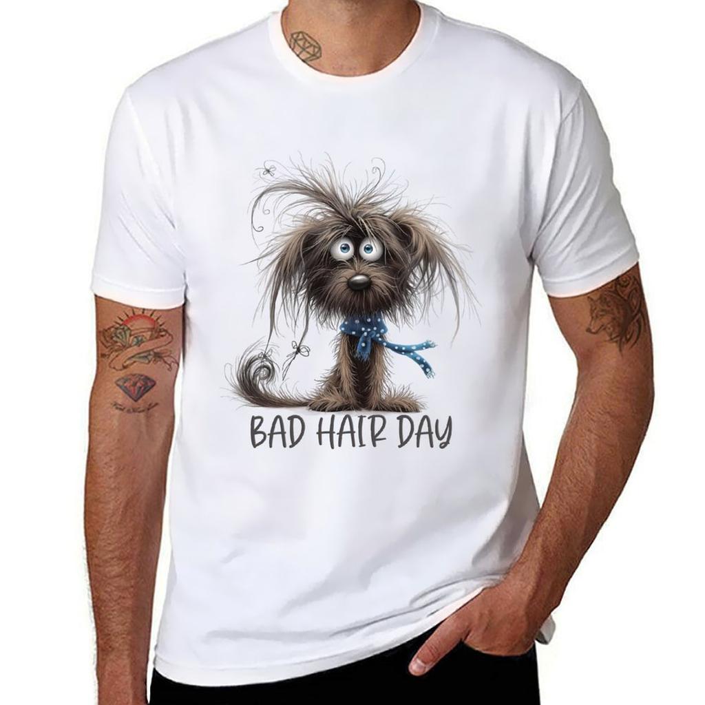 Scruffy Dog Having A Bad Hair Day Tshirt Quick Dry Sports Short Sleeve Tee