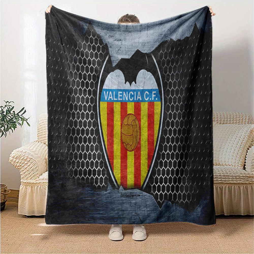 Valencia Crest Design Flannel Blanket, Soft Polyester, Modern Design, All-Season for Camping, Travel, Gifts for holidays or birthdays