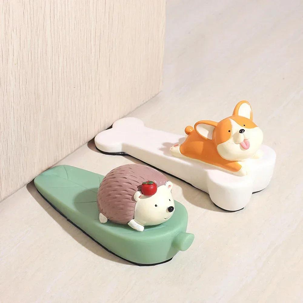 Silicone Door Stop Cartoon Animal Safety Stoppers Block Wedge Doorstops Home Office Door Rear Retainer Anti-collision Stop