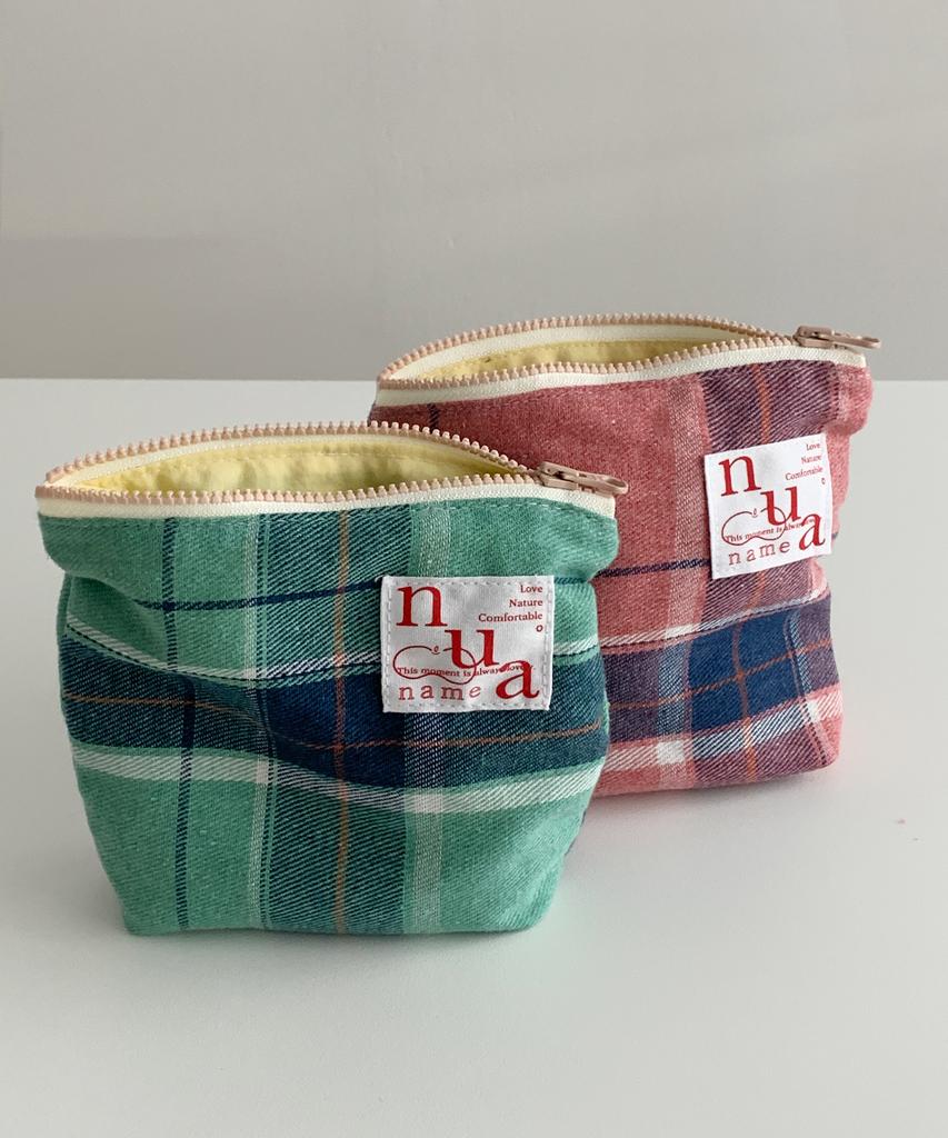 Nuaname Blanket Vintage Check Pouch 2 Colors