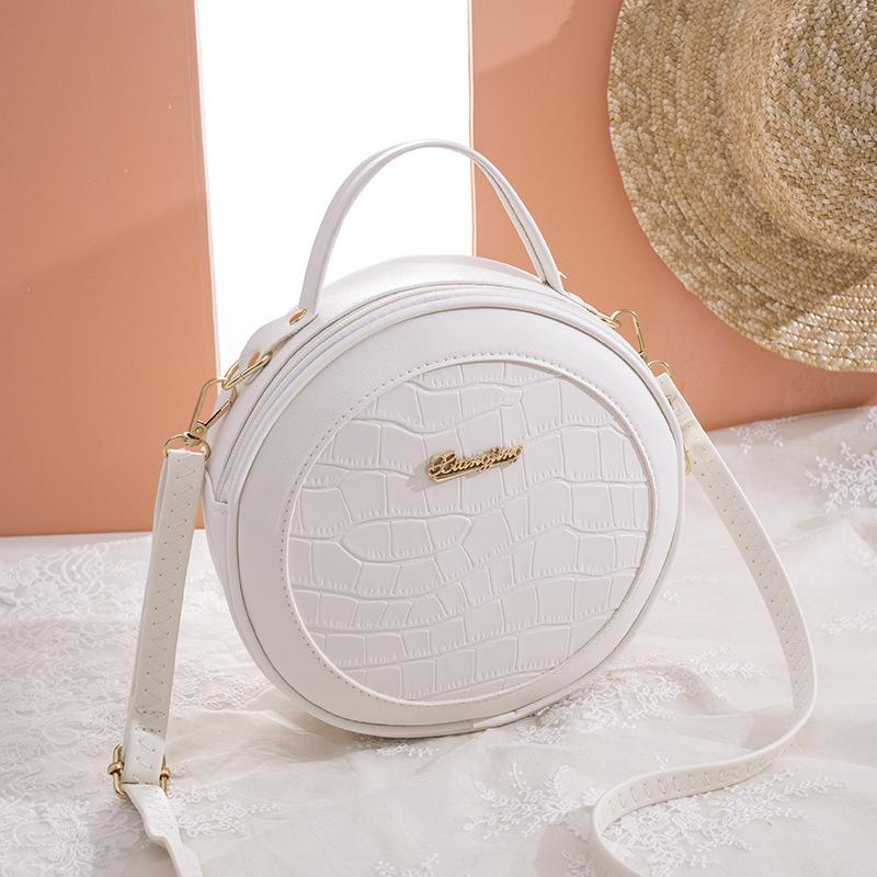 

Women s bag summer and autumn new trendy crocodile pattern small round bag single shoulder oblique span portable women s bag белый