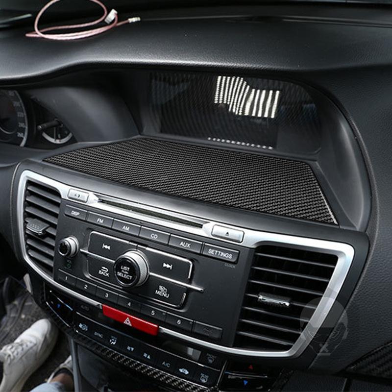 Real Carbon Fiber Car Accessories Center Console Display Panel Cover Soft Sticker For Honda Accord 9th Gen 2014 2015 2016 2017