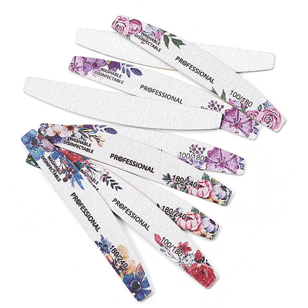 Available: Gray Professional Wood Nail File with Rose Design - Thin, Washable, for Shaping and Polishing Nails