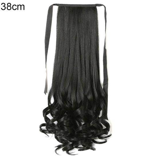 38/48/58 cm langes, gerades, lockiges Pferdeschwanz-Haarteil mit Clip-in-Haarverlängerung