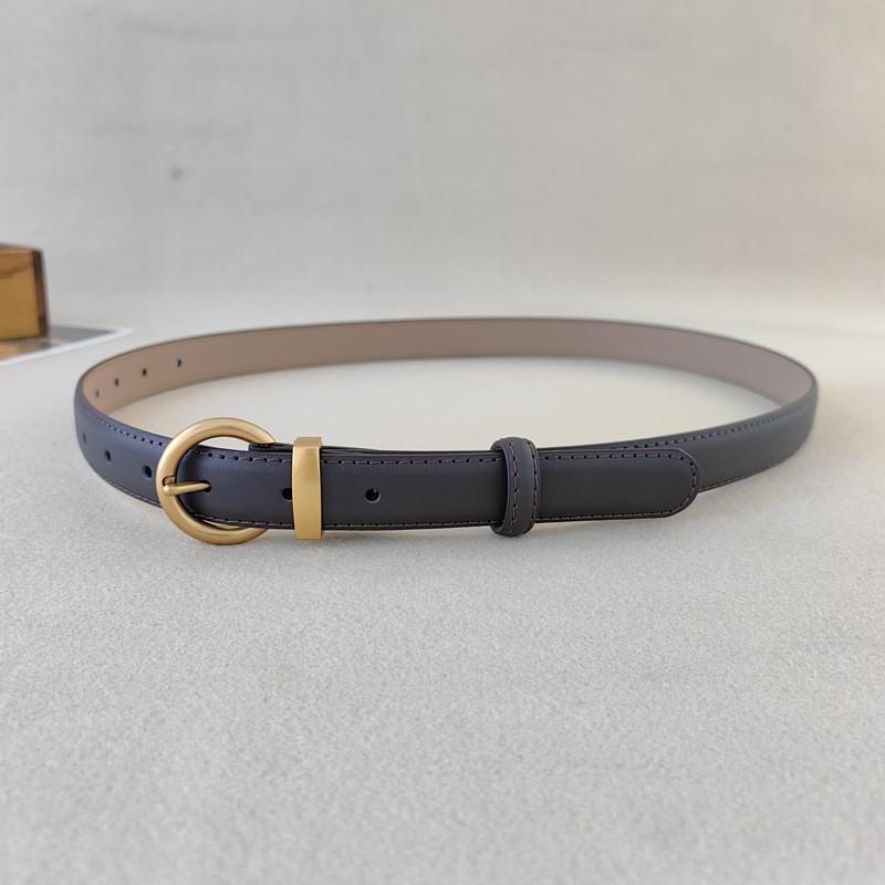 Simple Faux Leather Belt For Women With Goldtone Buckle And Vintage Style