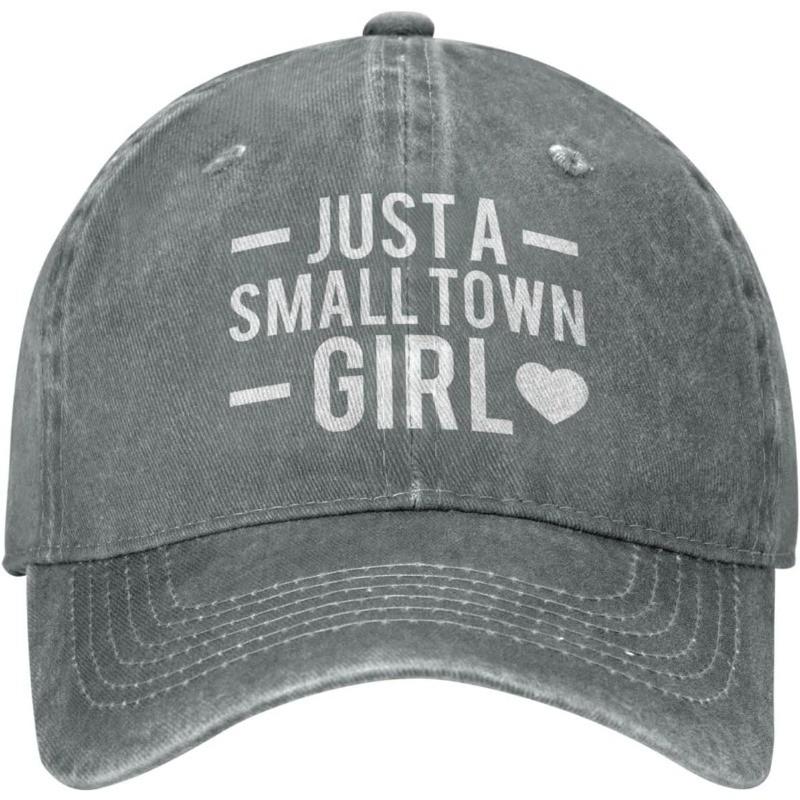 Just A Small Town Girl Heart Baseball Cap Vintage Adjustable Cotton Dad Hat for Women Casual Can Be Adjusted серый