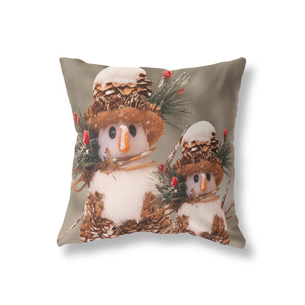 Decor pentru casă, drăguț, om de zăpadă, tema de Crăciun, model de imprimare, husă de pernă din poliester, decor canapea pentru sufragerie, husă de pernă