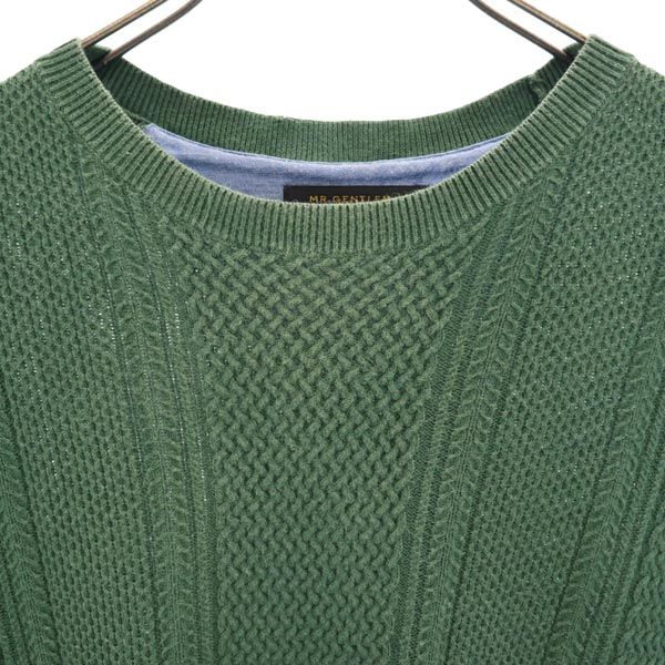Mr.GENTLEMAN Short Sleeve Sweater M Green Knit Men's Used