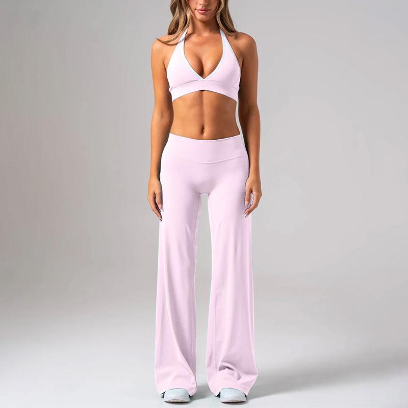 Chen Shijie loose straight-leg pants sports suit women's yoga bra gathers to show chest and moisturizes yoga suit fitness suit