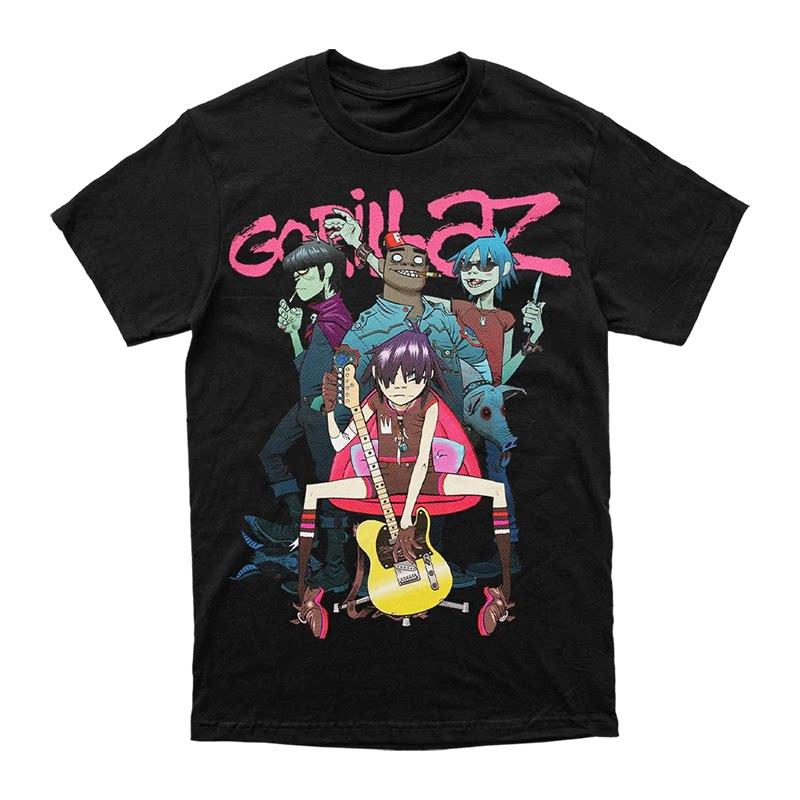 Pop British Virtual Band Gorillaz Casual High Street Short-sleeved Pure Polyester Printed T-shirt for Europe and America