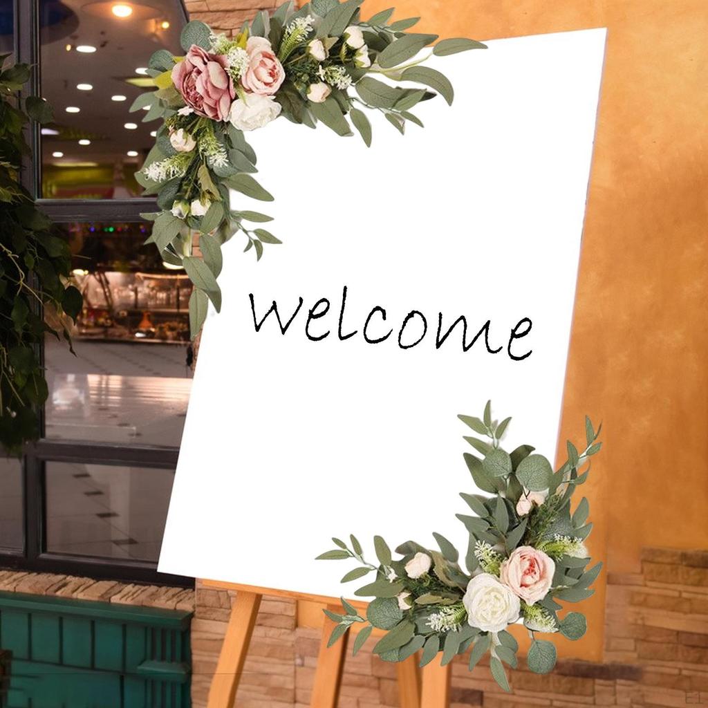 2 Delar Bröllopsbåge Blommor Blomsterarrangemang Konstgjord Blomsterswagg för