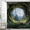 1pc Nature Landscape Shower Curtain Scenic Mountain Valley with Sunshine Outdoor Decor Bathing Curtain for Stylish Home Bathroom