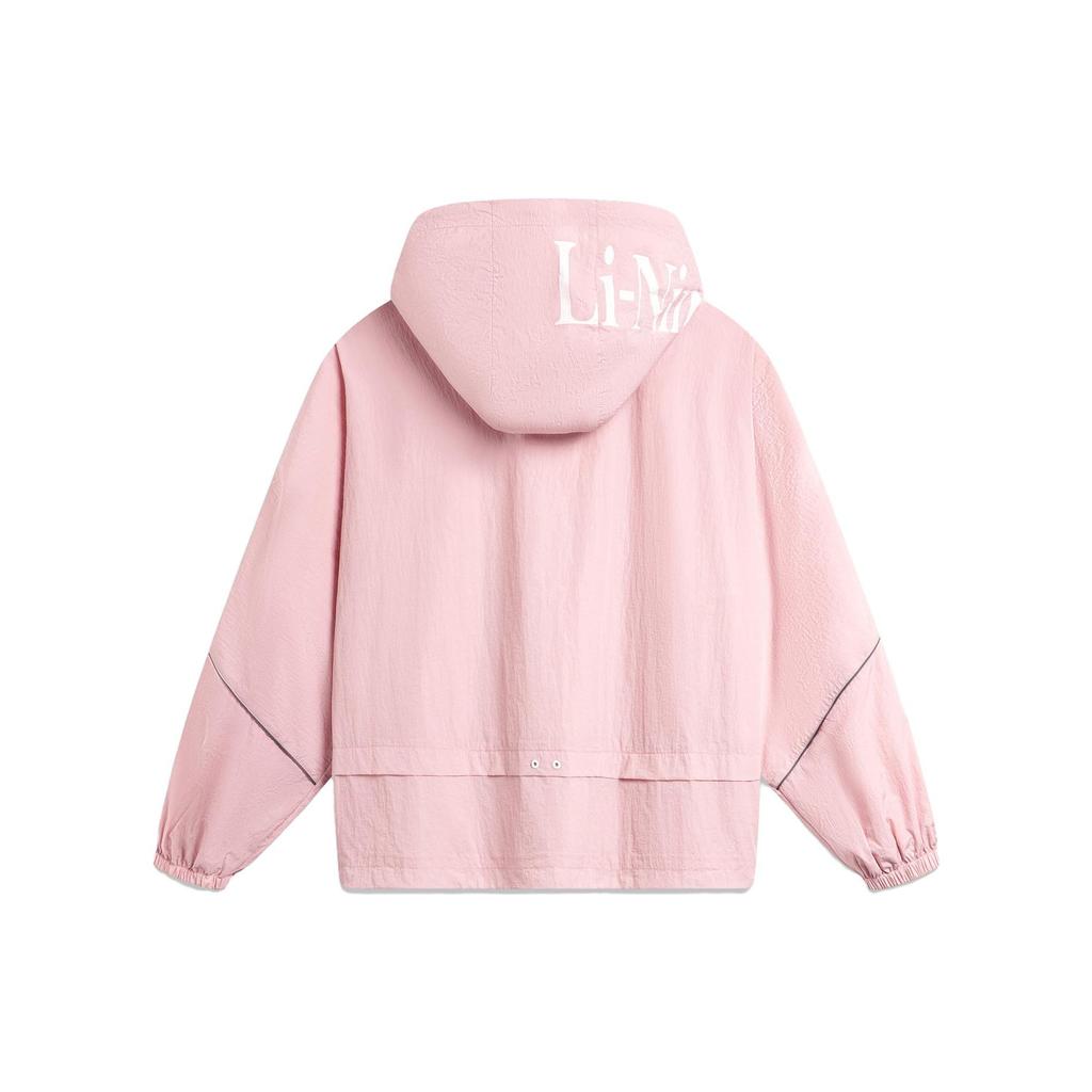 Li Ning Ice Cream UV Protection Lightweight Soft Casual Loose Sports Zip-Up Hoodie UPF50+ Sun Protection Women outerwear Light-Pink AFDU690-5