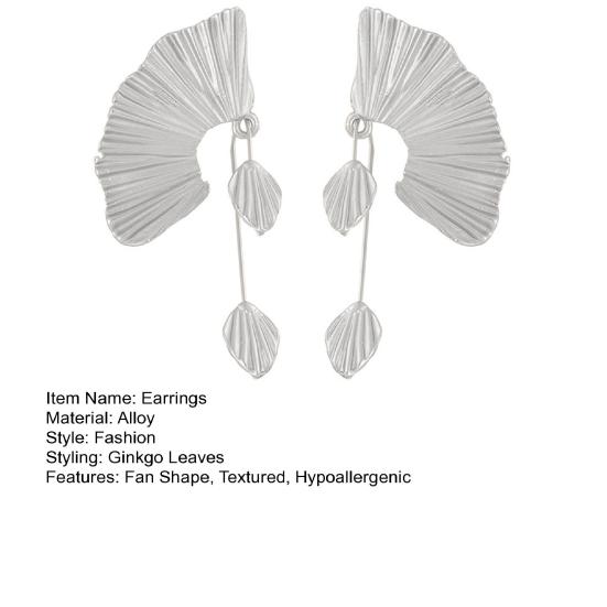 Women Dangle Textured Earrings Ginkgo Leaf Chunky Dangle Earrings Jewelry Gifts