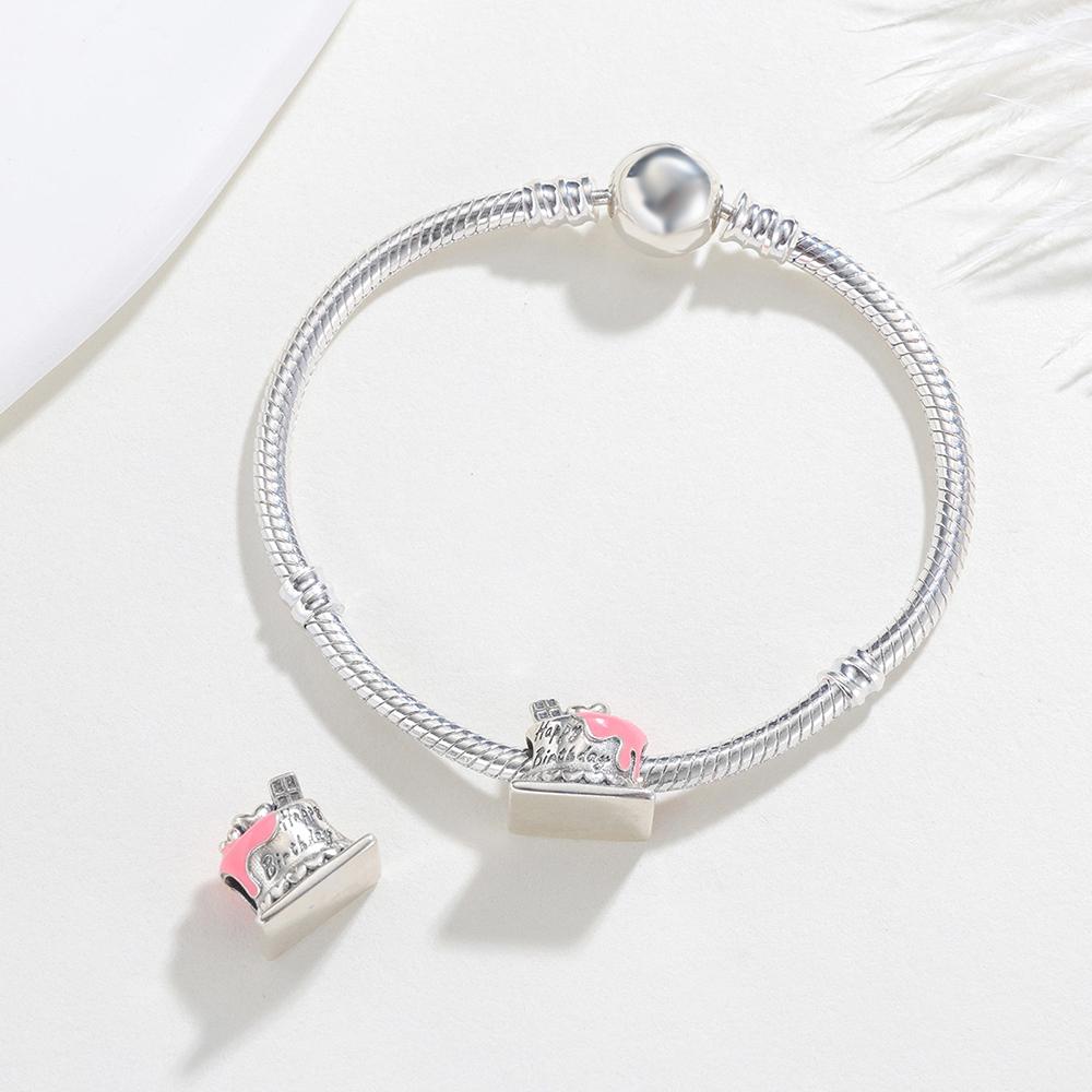 New copper Charm Happy Birthday Cake Bead Charms Jewellery Making Ideal For Classic Bracelets Women Fashion Jewellery Do It Yourself Gifts