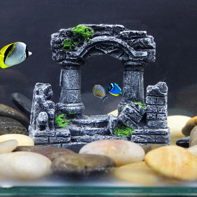 Resin Castle and Roman Columns for Aquarium Decoration
