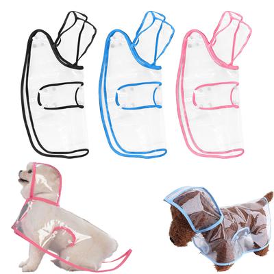 Klarer Hunderegenmantel mit Kapuze Transparente Haustier-Regenjacke Poncho Winddicht Leichte Regenbekleidung Verstellbare Riemen Hundetasche