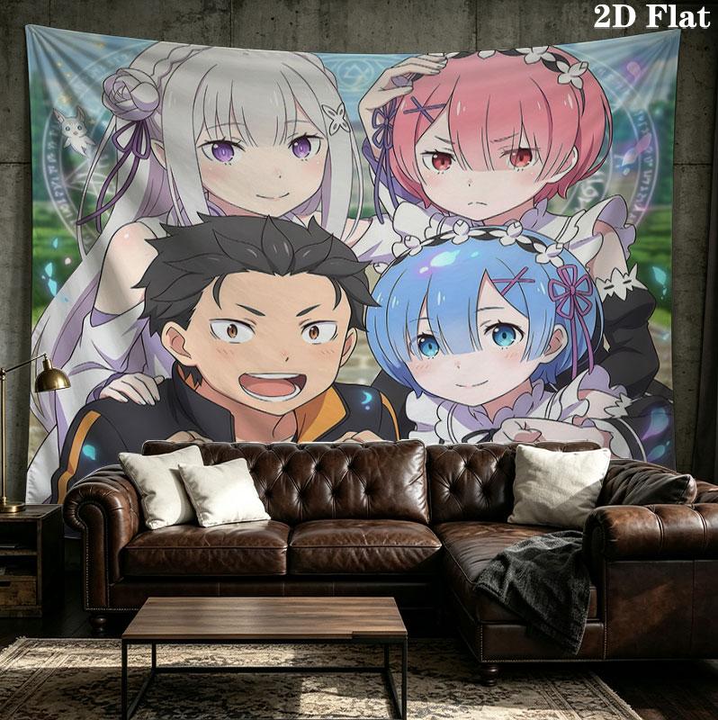Re Zero Gobelin Ścienny Estetyczny Ozdoba Ścienna Drukowany Materiał Koc Dekoracyjne Gobeliny Do Sypialni Salonu Wystrój Domu