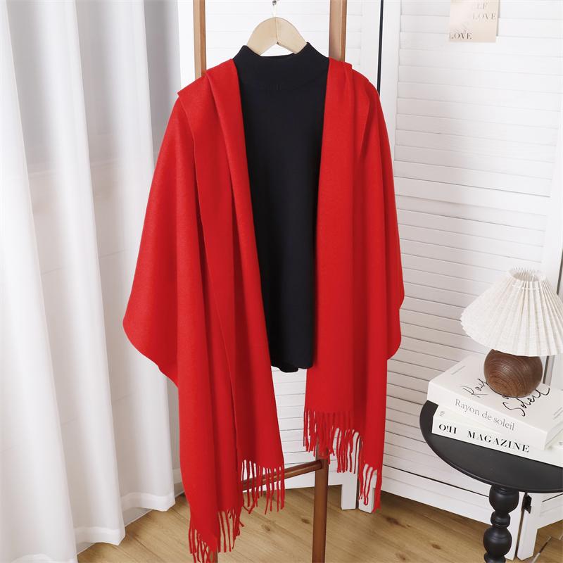 Winter Poncho Women Scarf Long Warm Cashmere Scarves Hijab Solid Lady Shawl Wrap Female Pashmina Bandana Head Scarfs NEW