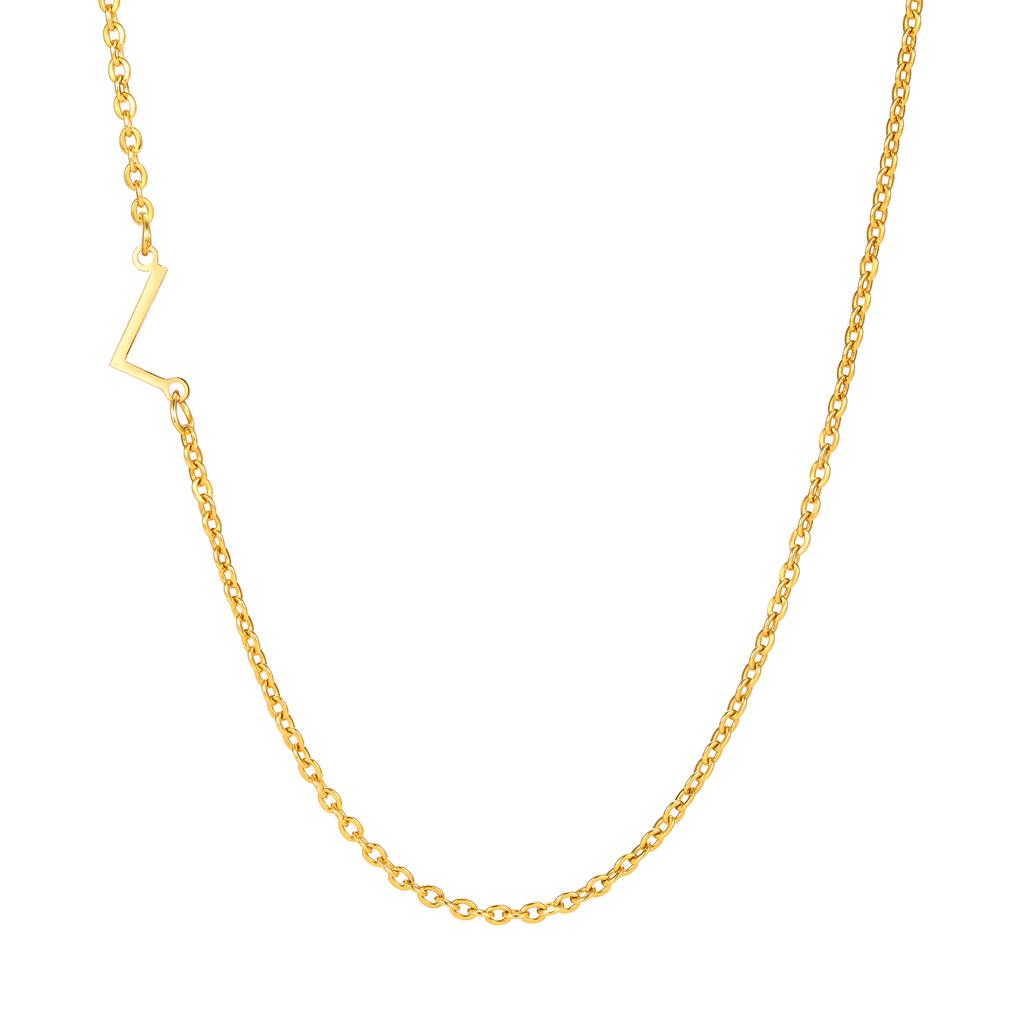 A-Z 26 Letters Initial Necklaces for Women 18k Gold Color Stainless Steel Necklace Rolo Chain Pendants Anniversary Jewelry