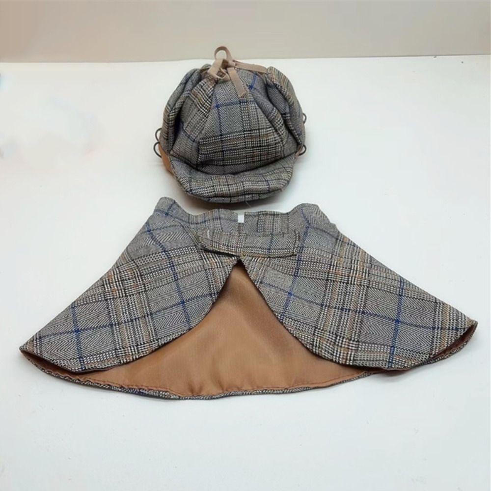 Funny Pet Detective Costume Set Charming Dog Halloween Costume Pet Sherlock Holmes Cloak  Puppy