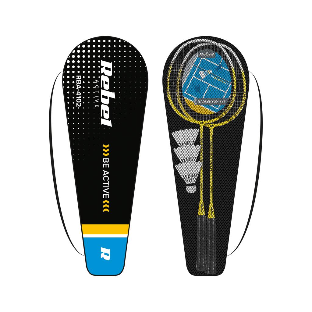Aluminium-Badminton-Set, 2x Schläger, 3x Federbälle, Rebel-Tasche