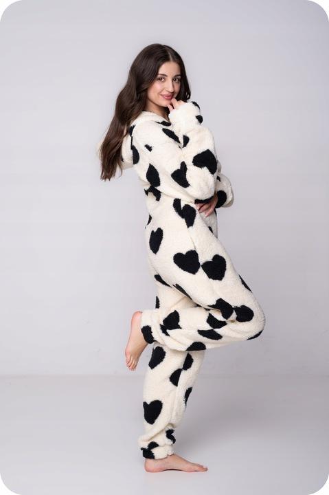 PYJAMAS ONESIE Kigurumi Overall Kostüm Kostüm SCHWARZE HERZEN [ONESIE1]