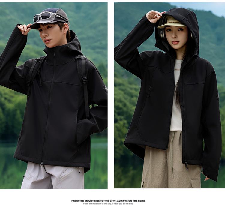 Unisex Windproof Water-Repellent Softshell Jacket: Spring/Autumn Lightweight Outerwear with Custom Logo
