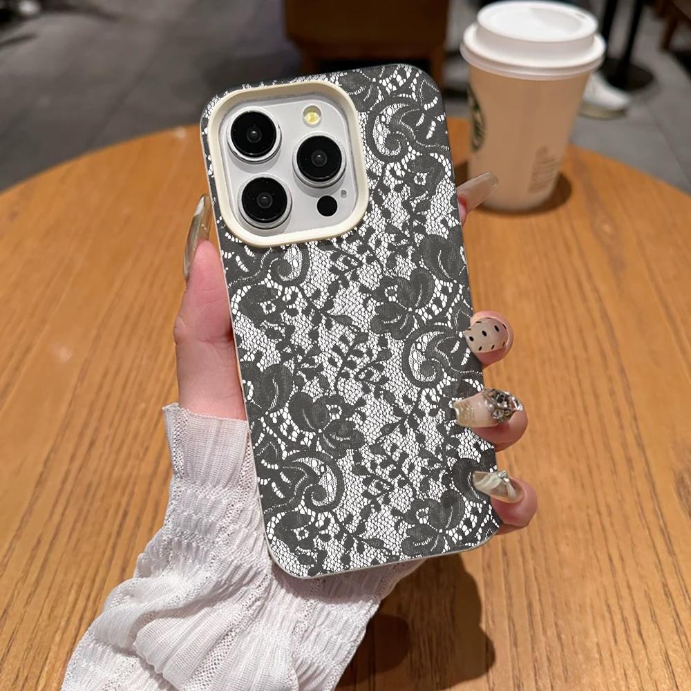 Classic White Lace Phone Case For Samsung A05S A06 07 15 16 34 35 53 54 55 S23 24 25 Ultra S24 FE A17 26 36 56 Shockproof Cover