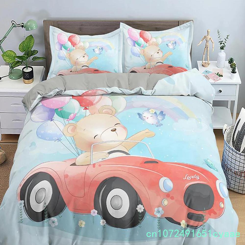 3D Cartoon Pattern Duvet/Quilt Cover Cozy Soft Bedding Set For Children Kids Bedroom Decor Bedclothes Queen Twin Single 2/3Pcs