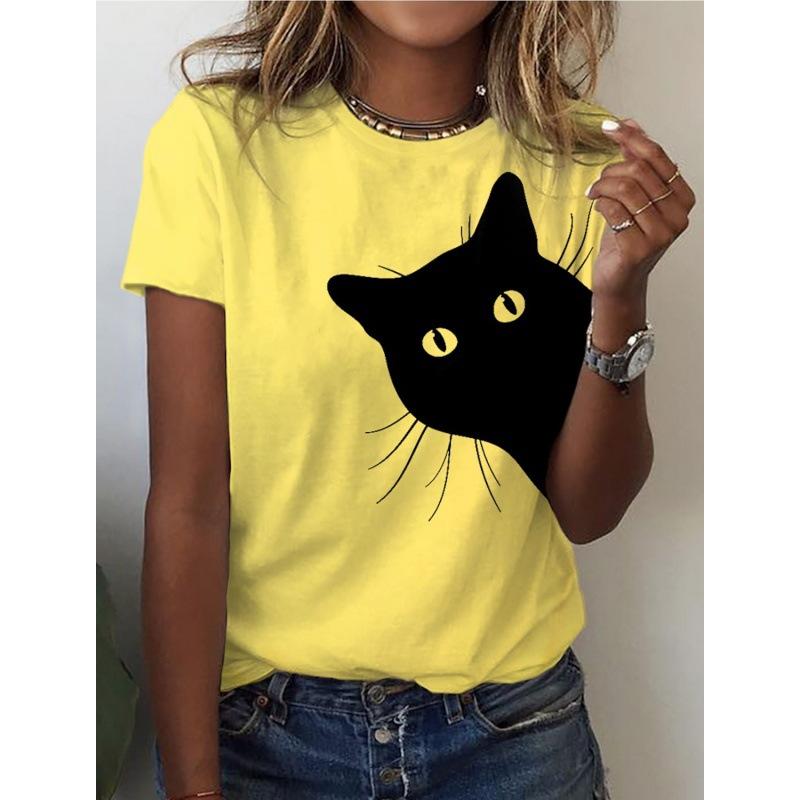 Damen Rundhals Tier Serie 3D Digital bedrucktes Kurzarm T-Shirt