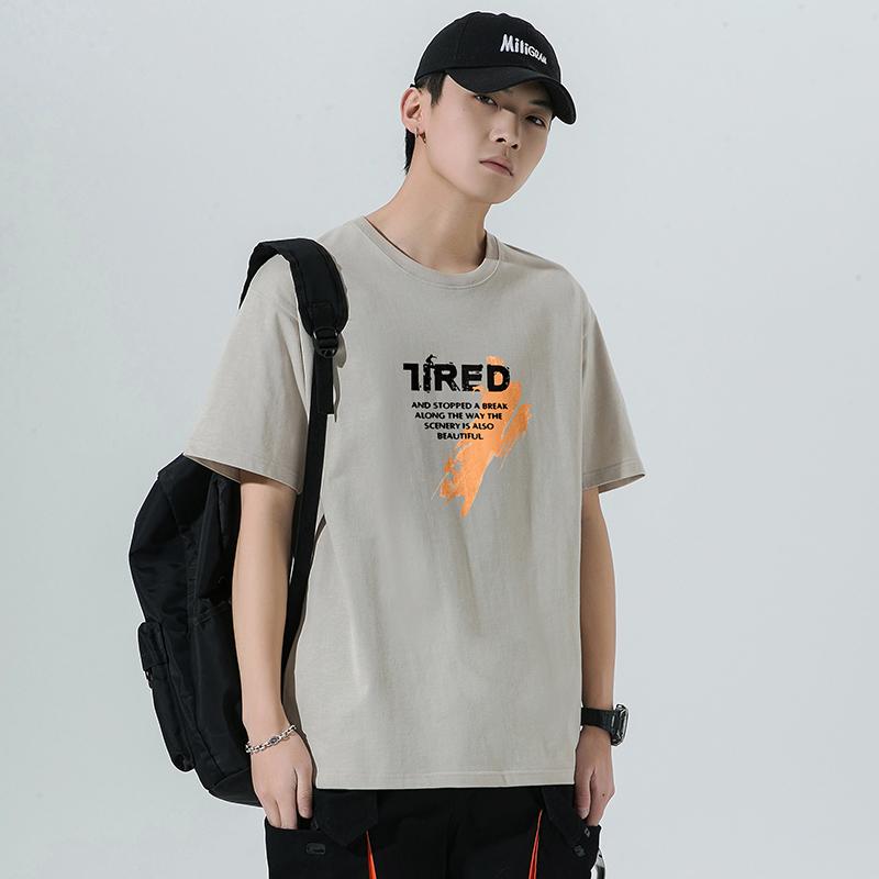 Men's "TIRED" Graphic Crew Neck T-Shirt - Casual Short Sleeve Tee